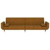 Dvivietė sofa-lova su dvejomis pagalvėmis, ruda, aksomas