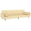 Dvivietė sofa-lova su dvejomis pagalvėmis, kreminė, aksomas