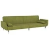 Dvivietė sofa-lova su dvejomis pagalvėmis, žalia, aksomas