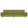 Dvivietė sofa-lova su dvejomis pagalvėmis, žalia, aksomas
