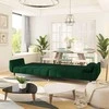 Dvivietė sofa-lova su dvejomis pagalvėmis, žalia, aksomas
