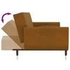 Dvivietė sofa-lova su dvejomis pagalvėmis, ruda, aksomas