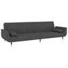 Dvivietė sofa-lova su dvejomis pagalvėmis, pilka, aksomas