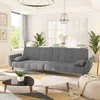 Dvivietė sofa-lova su dvejomis pagalvėmis, pilka, aksomas