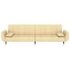 Dvivietė sofa-lova su dvejomis pagalvėmis, kreminė, aksomas