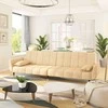 Dvivietė sofa-lova su dvejomis pagalvėmis, kreminė, aksomas