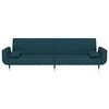 Dvivietė sofa-lova su dvejomis pagalvėmis, mėlyna, aksomas