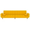 Dvivietė sofa-lova su dvejomis pagalvėmis, geltona, aksomas