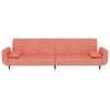 Dvivietė sofa-lova su dvejomis pagalvėmis, rožinė, aksomas