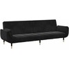 Dvivietė sofa-lova su pakoja, juodos spalvos, aksomas
