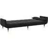 Dvivietė sofa-lova su pakoja, juodos spalvos, aksomas