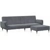 Dvivietė sofa-lova su pakoja, tamsiai pilkos spalvos, aksomas