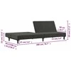 Dvivietė sofa-lova, tamsiai pilkos spalvos, aksomas