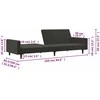 Dvivietė sofa-lova, tamsiai pilkos spalvos, aksomas
