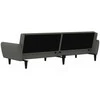 Dvivietė sofa-lova, tamsiai pilkos spalvos, aksomas