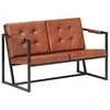 Dvivietė sofa, rudos spalvos, tikra ožkos oda