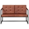 Dvivietė sofa, rudos spalvos, tikra ožkos oda