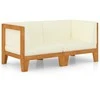 Dvivietė sofa su kreminėmis pagalvėlėmis, akacijos masyvas