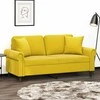 Dvivietė sofa su pagalvėlėmis, geltonos spalvos, 140cm, aksomas