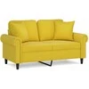 Dvivietė sofa su pagalvėlėmis, geltonos spalvos, 120cm, aksomas