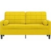 Dvivietė sofa su pagalvėlėmis, geltonos spalvos, 140cm, aksomas