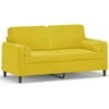 Dvivietė sofa su pagalvėlėmis, geltonos spalvos, 140cm, aksomas