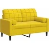 Dvivietė sofa su pagalvėlėmis, geltonos spalvos, 120cm, aksomas