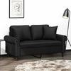 Dvivietė sofa su pagalvėlėmis, juoda, 120cm, dirbtinė oda