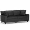 Dvivietė sofa su pagalvėlėmis, juoda, 140cm, dirbtinė oda