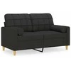 Dvivietė sofa su pagalvėlėmis, juodos spalvos, 120cm, audinys