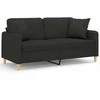 Dvivietė sofa su pagalvėlėmis, juodos spalvos, 140cm, audinys
