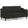 Dvivietė sofa su pagalvėlėmis, juodos spalvos, 140cm, audinys