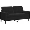 Dvivietė sofa su pagalvėlėmis, juodos spalvos, 140cm, aksomas