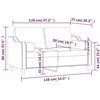 Dvivietė sofa su pagalvėlėmis, juodos spalvos, 120cm, audinys