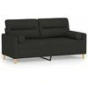 Dvivietė sofa su pagalvėlėmis, juodos spalvos, 140cm, audinys