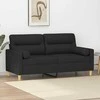 Dvivietė sofa su pagalvėlėmis, juodos spalvos, 140cm, audinys