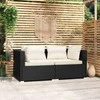 Lauko baldų komplektas Dvivietė sofa su pagalvėlėmis, juodos spalvos, poliratanas