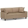 Dvivietė sofa su pagalvėlėmis, kapučino, 140cm, dirbtinė oda