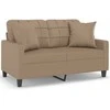 Dvivietė sofa su pagalvėlėmis, kapučino, 120cm, dirbtinė oda