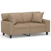 Dvivietė sofa su pagalvėlėmis, kapučino, 120cm, dirbtinė oda