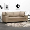 Dvivietė sofa su pagalvėlėmis, kapučino, 140cm, dirbtinė oda