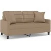 Dvivietė sofa su pagalvėlėmis, kapučino, 140cm, dirbtinė oda