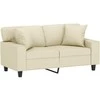 Dvivietė sofa su pagalvėlėmis, kreminė, 120cm, dirbtinė oda