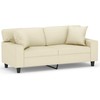 Dvivietė sofa su pagalvėlėmis, kreminė, 140cm, dirbtinė oda