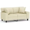 Dvivietė sofa su pagalvėlėmis, kreminė, 120cm, dirbtinė oda