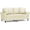 Dvivietė sofa su pagalvėlėmis, kreminė, 140cm, dirbtinė oda