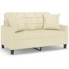 Dvivietė sofa su pagalvėlėmis, kreminė, 120cm, dirbtinė oda
