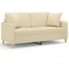 Dvivietė sofa su pagalvėlėmis, kreminės spalvos, 140cm, audinys