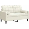 Dvivietė sofa su pagalvėlėmis, kreminės spalvos, 120cm, aksomas