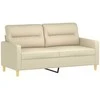 Dvivietė sofa su pagalvėlėmis, kreminės spalvos, 140cm, audinys